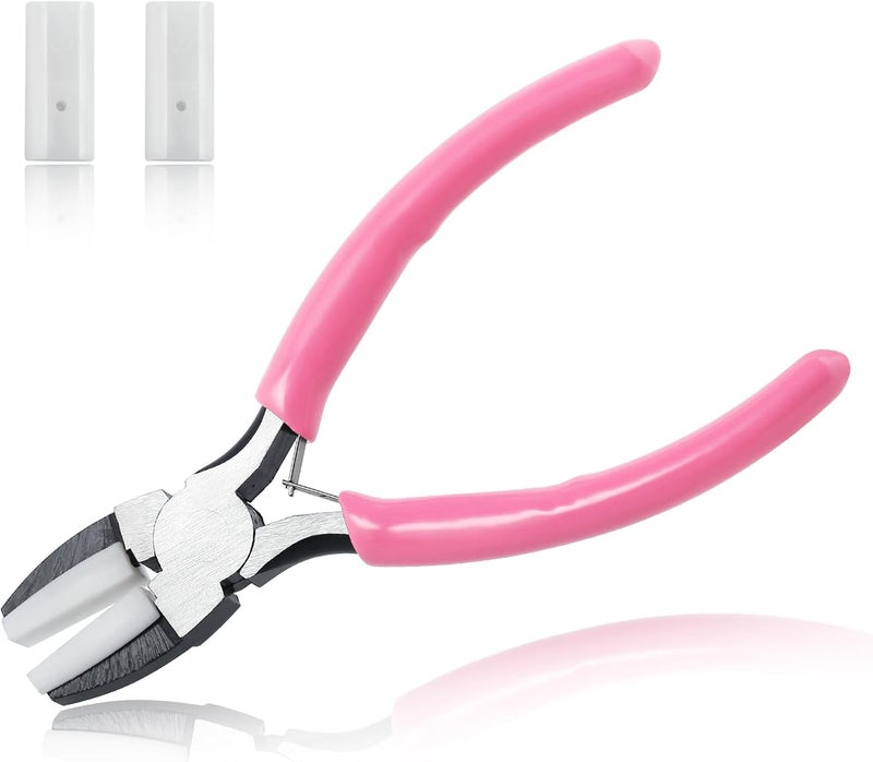 LEONTOOL Flat Nose Pliers for Jewelry Making with 2 Replacement Tips, 5 Inch Soft Jaw Pliers with Consistent Grip, Wire Straightener for Beading, Looping, Gripping, Shaping - Image 1